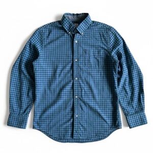 J. Crew Crewcuts Plaid Button Down Shirt Blue Green Check Holiday Cotton Size 12